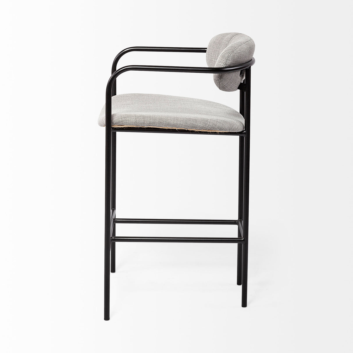 Parker Gray Fabric Seat Black Metal Counter Stool from Mercana - Luna Furniture