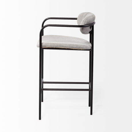 Parker Gray Fabric Seat Black Metal Counter Stool from Mercana - Luna Furniture