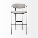 Parker Gray Fabric Seat Black Metal Bar Stool from Mercana - Luna Furniture