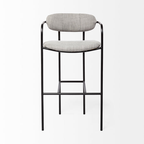 Parker Gray Fabric Seat Black Metal Bar Stool from Mercana - Luna Furniture