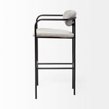 Parker Gray Fabric Seat Black Metal Bar Stool from Mercana - Luna Furniture