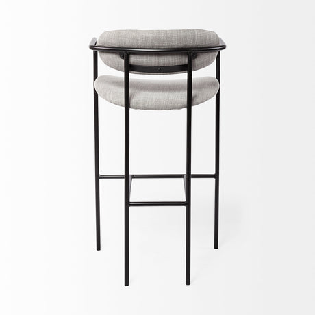 Parker Gray Fabric Seat Black Metal Bar Stool from Mercana - Luna Furniture