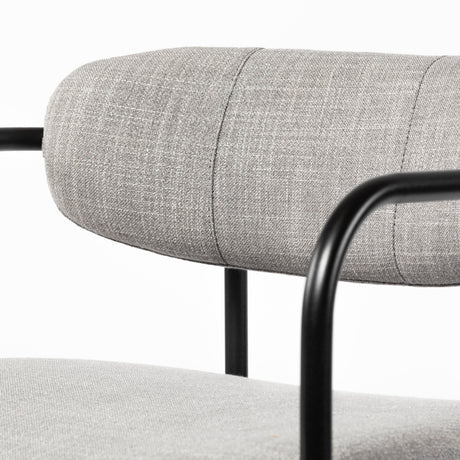 Parker Gray Fabric Seat Black Metal Bar Stool from Mercana - Luna Furniture