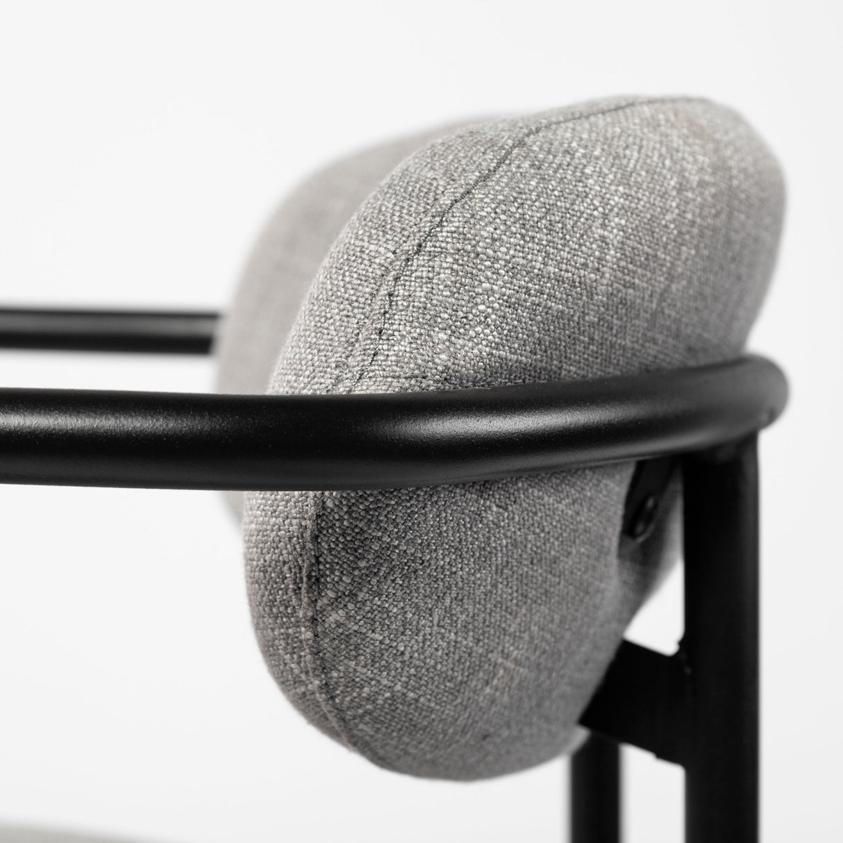 Parker Gray Fabric Seat Black Metal Bar Stool from Mercana - Luna Furniture