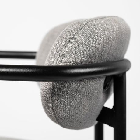 Parker Gray Fabric Seat Black Metal Bar Stool from Mercana - Luna Furniture