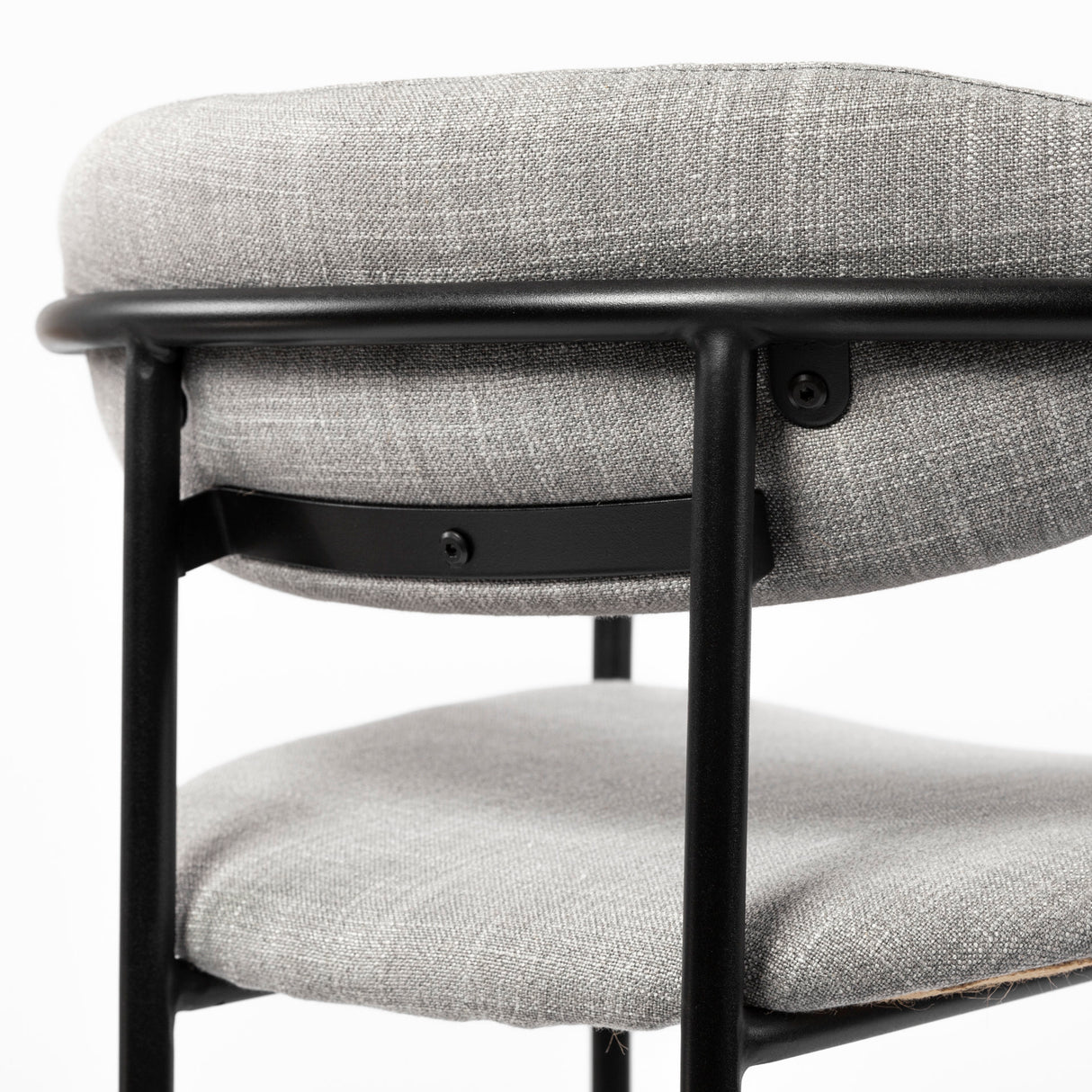 Parker Gray Fabric Seat Black Metal Bar Stool from Mercana - Luna Furniture