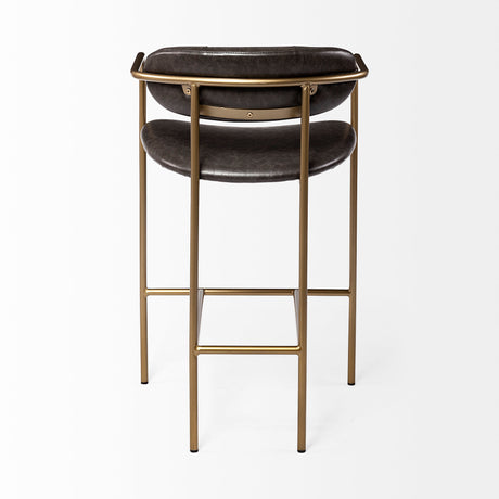 Parker Brown Faux Leather Seat Gold Metal Counter Stool from Mercana - Luna Furniture