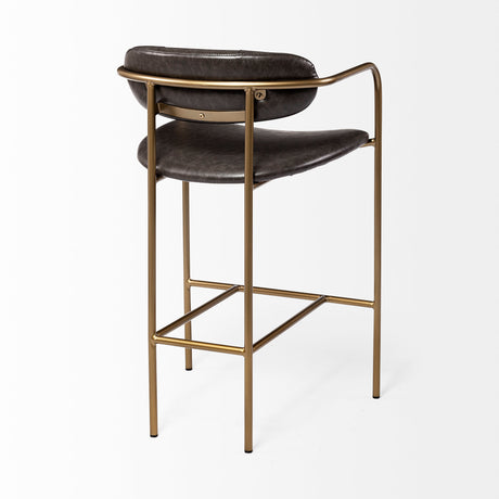 Parker Brown Faux Leather Seat Gold Metal Counter Stool from Mercana - Luna Furniture