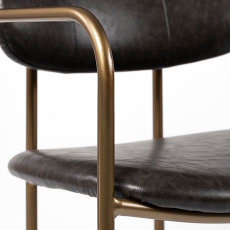 Parker Brown Faux Leather Seat Gold Metal Counter Stool from Mercana - Luna Furniture