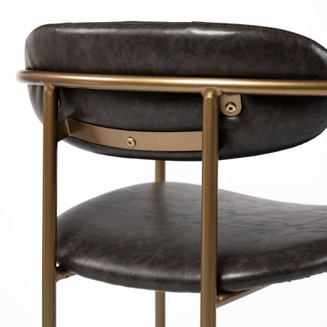 Parker Brown Faux Leather Seat Gold Metal Counter Stool from Mercana - Luna Furniture