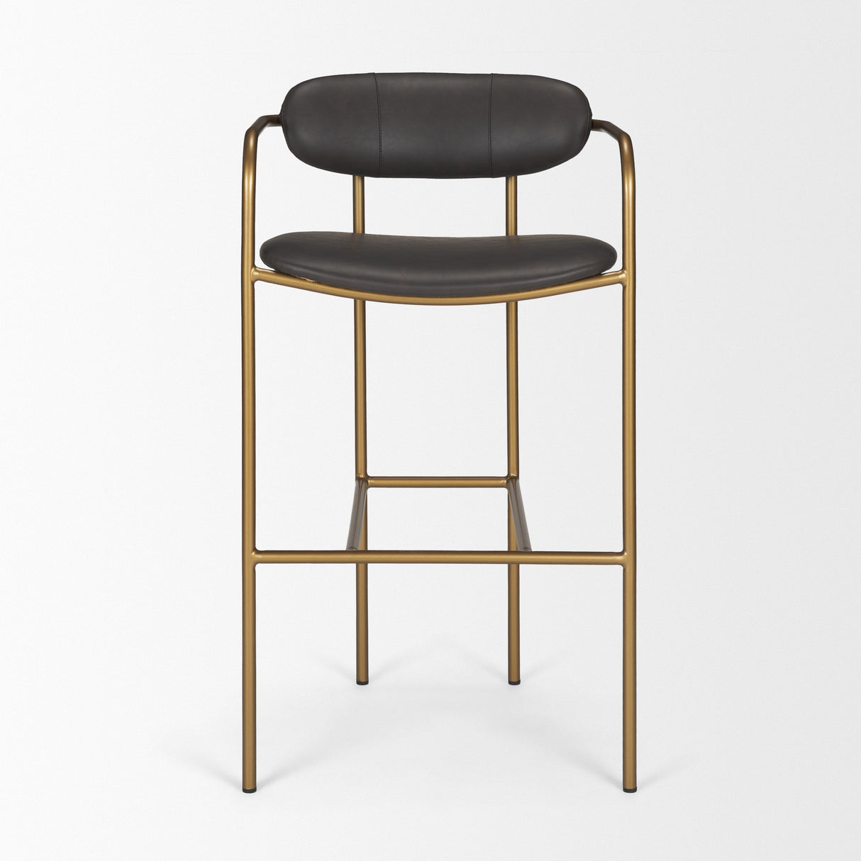 Parker Brown Faux Leather Seat Gold Metal Bar Stool from Mercana - Luna Furniture