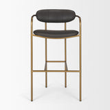 Parker Brown Faux Leather Seat Gold Metal Bar Stool from Mercana - Luna Furniture
