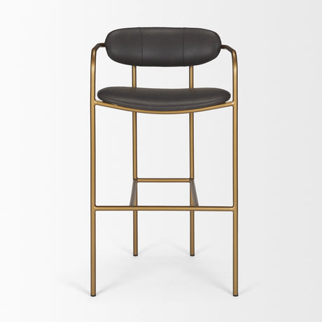 Parker Brown Faux Leather Seat Gold Metal Bar Stool from Mercana - Luna Furniture
