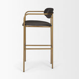 Parker Brown Faux Leather Seat Gold Metal Bar Stool from Mercana - Luna Furniture