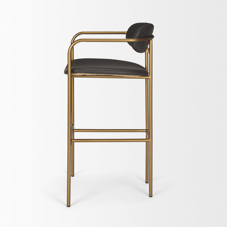Parker Brown Faux Leather Seat Gold Metal Bar Stool from Mercana - Luna Furniture