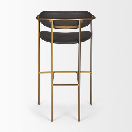 Parker Brown Faux Leather Seat Gold Metal Bar Stool from Mercana - Luna Furniture