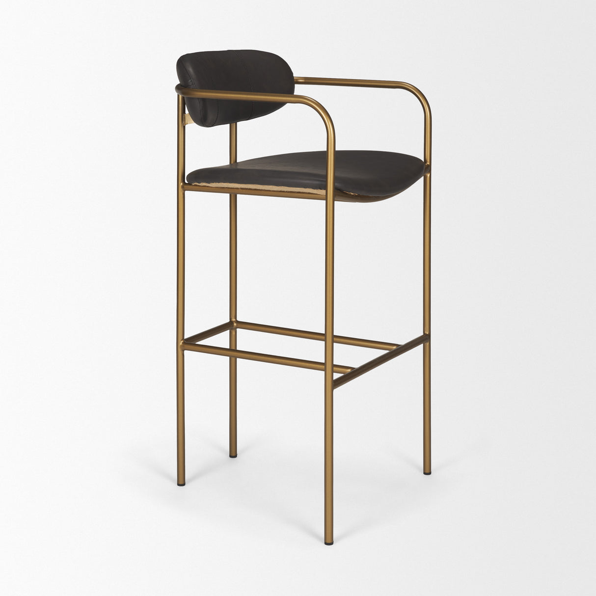 Parker Brown Faux Leather Seat Gold Metal Bar Stool from Mercana - Luna Furniture