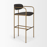 Parker Brown Faux Leather Seat Gold Metal Bar Stool from Mercana - Luna Furniture