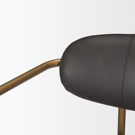 Parker Brown Faux Leather Seat Gold Metal Bar Stool from Mercana - Luna Furniture