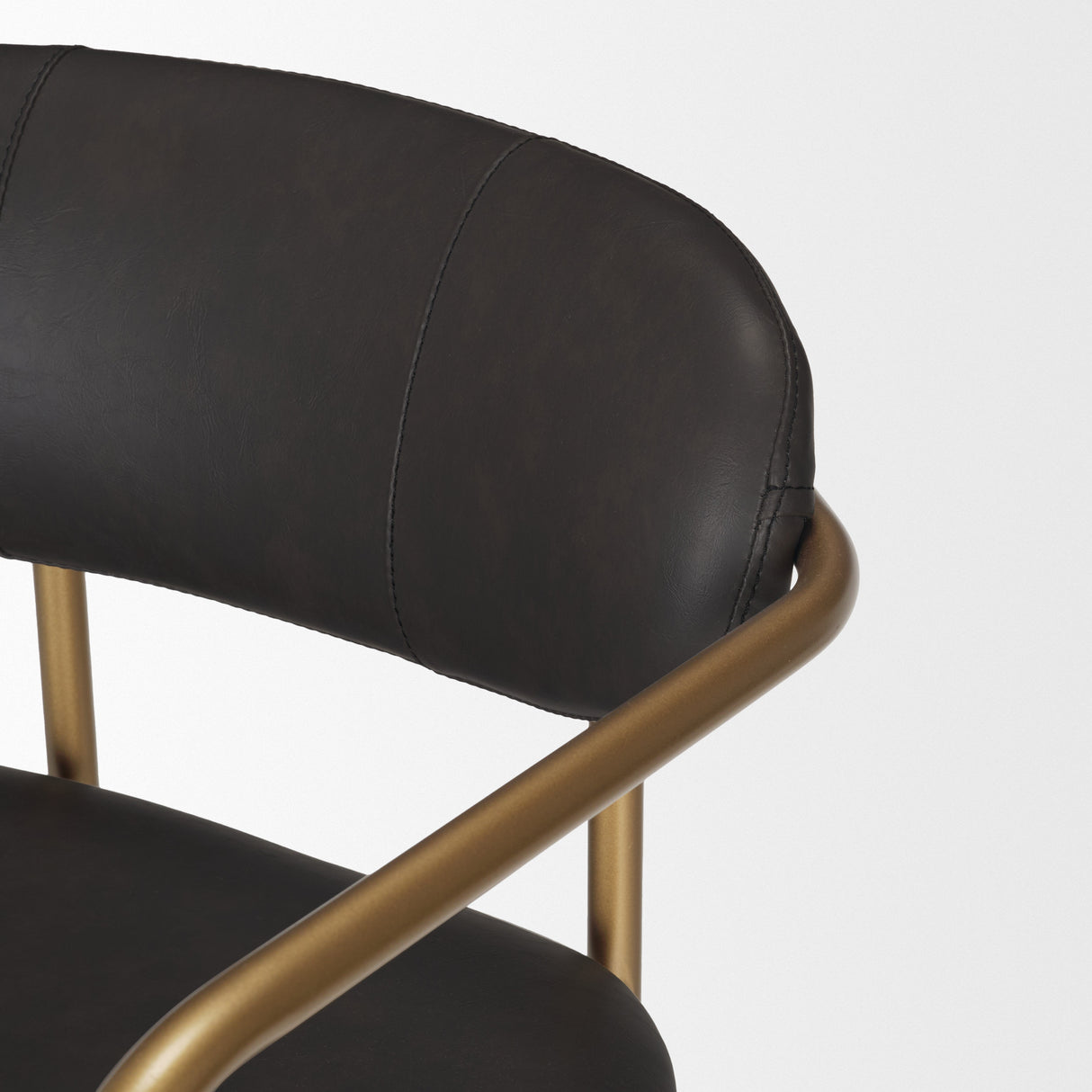 Parker Brown Faux Leather Seat Gold Metal Bar Stool from Mercana - Luna Furniture