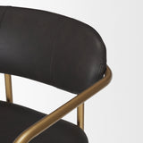 Parker Brown Faux Leather Seat Gold Metal Bar Stool from Mercana - Luna Furniture
