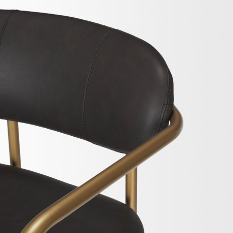 Parker Brown Faux Leather Seat Gold Metal Bar Stool from Mercana - Luna Furniture