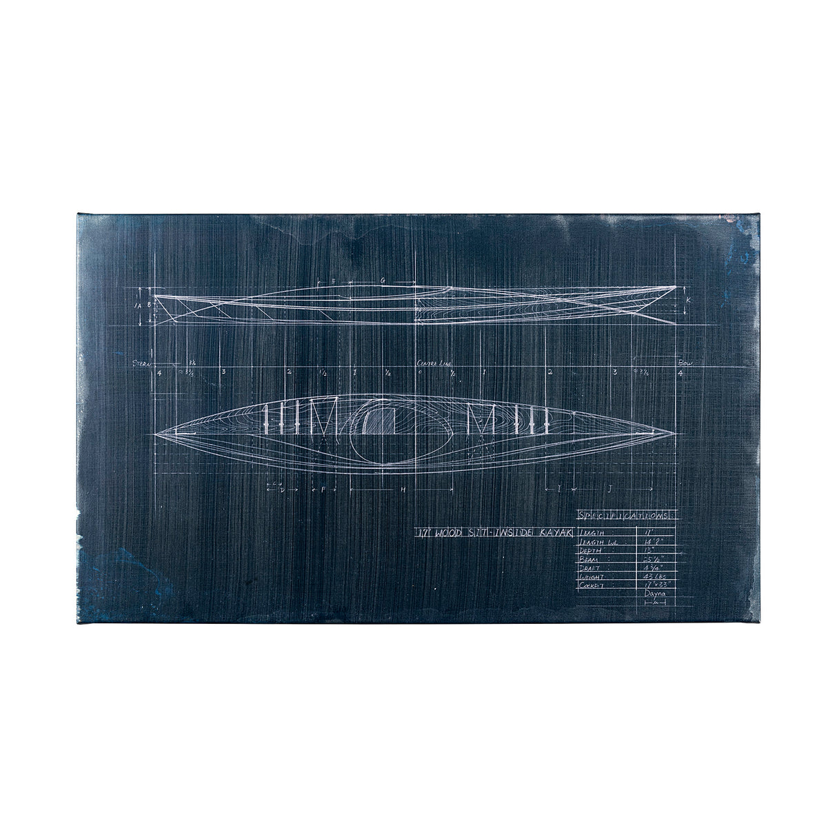 Kayak Blueprint (50 x 30) by Fiona H a Hand Embellished Textured Canvas from Mercana - Luna Furniture
