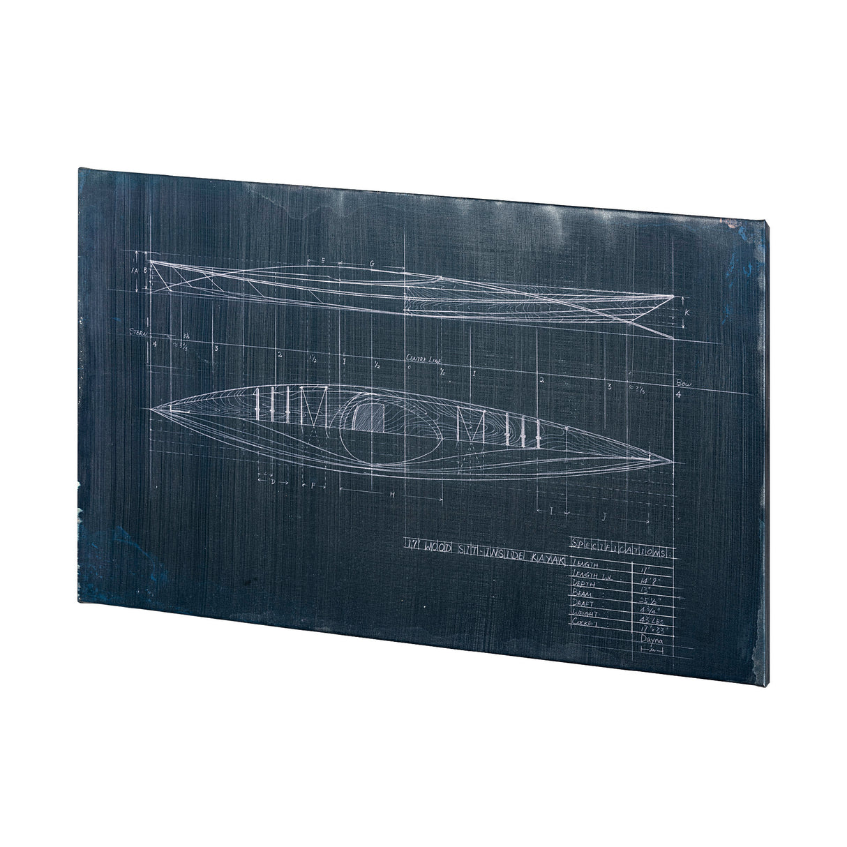 Kayak Blueprint (50 x 30) by Fiona H a Hand Embellished Textured Canvas from Mercana - Luna Furniture