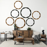 Aramis I 32" Octagon Brown Wood Frame Wall Mirror from Mercana - Luna Furniture
