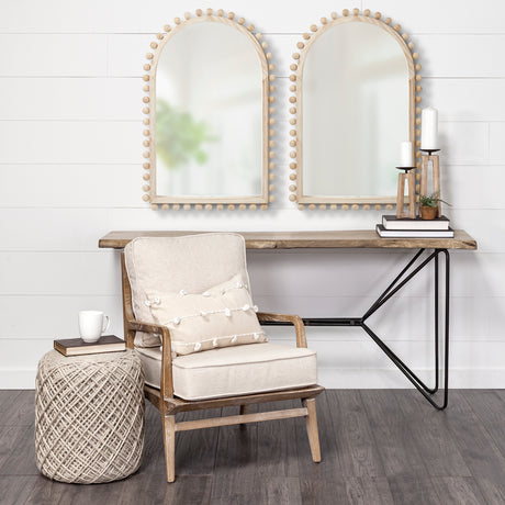 Leeds 23L x 35H Natural Wood Arch Frame Mirror from Mercana - Luna Furniture
