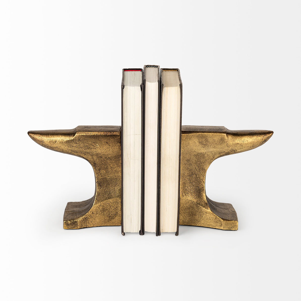 Anvilia (Set of 2) 12L x 3W Gold Anvil Shaped Bookends from Mercana - Luna Furniture