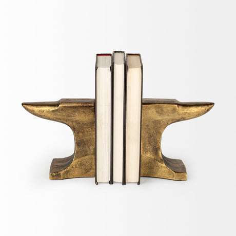 Anvilia (Set of 2) 12L x 3W Gold Anvil Shaped Bookends from Mercana - Luna Furniture