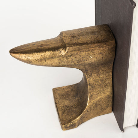 Anvilia (Set of 2) 12L x 3W Gold Anvil Shaped Bookends from Mercana - Luna Furniture
