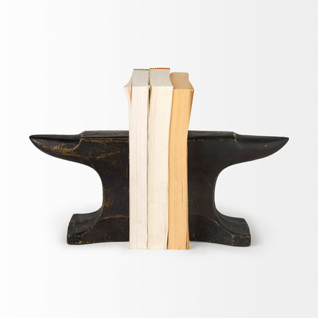 Anvilia (Set of 2) 12L x 4W Black With Gold Accents Anvil Shaped Bookends from Mercana - Luna Furniture