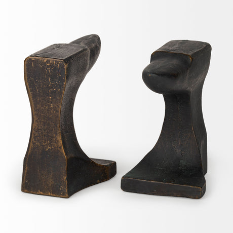Anvilia (Set of 2) 12L x 4W Black With Gold Accents Anvil Shaped Bookends from Mercana - Luna Furniture
