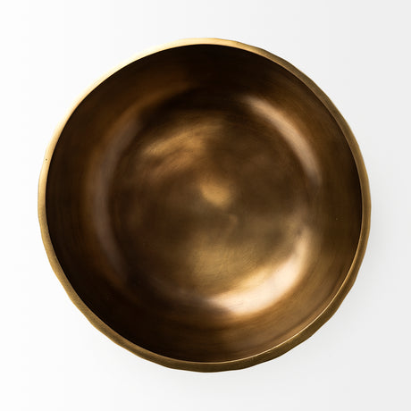 Karmel 12L x 12W Gold Hammered Aluminum Bowl from Mercana - Luna Furniture