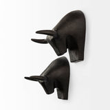 Tauro IV (Set of 2) Black Cast Aluminum Raging Bull Wall Decor from Mercana - Luna Furniture