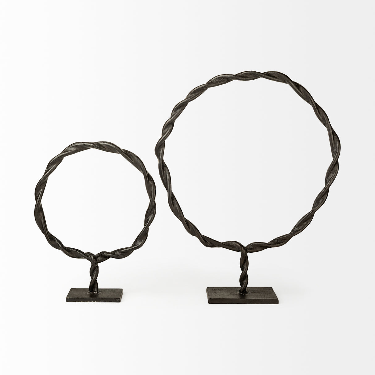 Rizwan (Small) Black Aluminum Braided Circular Object from Mercana - Luna Furniture