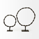 Rizwan (Small) Black Aluminum Braided Circular Object from Mercana - Luna Furniture