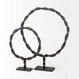 Rizwan (Small) Black Aluminum Braided Circular Object from Mercana - Luna Furniture