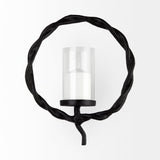 Rizwan 12.0L x 14.0W x 4.5H Black Aluminum Braided Circular Candle Holder from Mercana - Luna Furniture