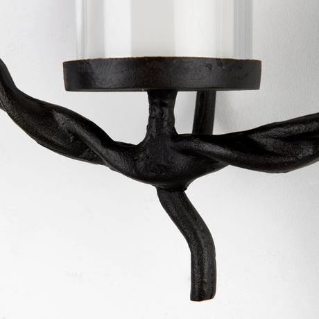 Rizwan 12.0L x 14.0W x 4.5H Black Aluminum Braided Circular Candle Holder from Mercana - Luna Furniture