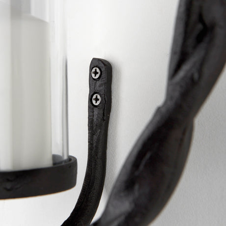 Rizwan 12.0L x 14.0W x 4.5H Black Aluminum Braided Circular Candle Holder from Mercana - Luna Furniture