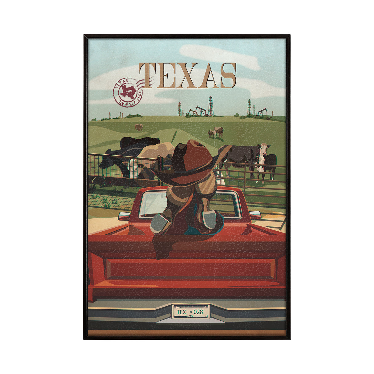 Texas Go USA (SM) by Mercana Studio a Hand Embellished Decograph Framed Art Print from Mercana - Luna Furniture