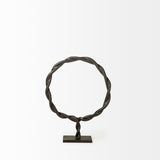 Rizwan (Small) Black Aluminum Braided Circular Object from Mercana - Luna Furniture