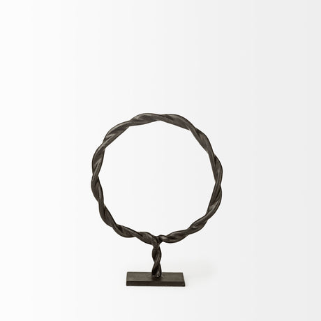 Rizwan (Small) Black Aluminum Braided Circular Object from Mercana - Luna Furniture