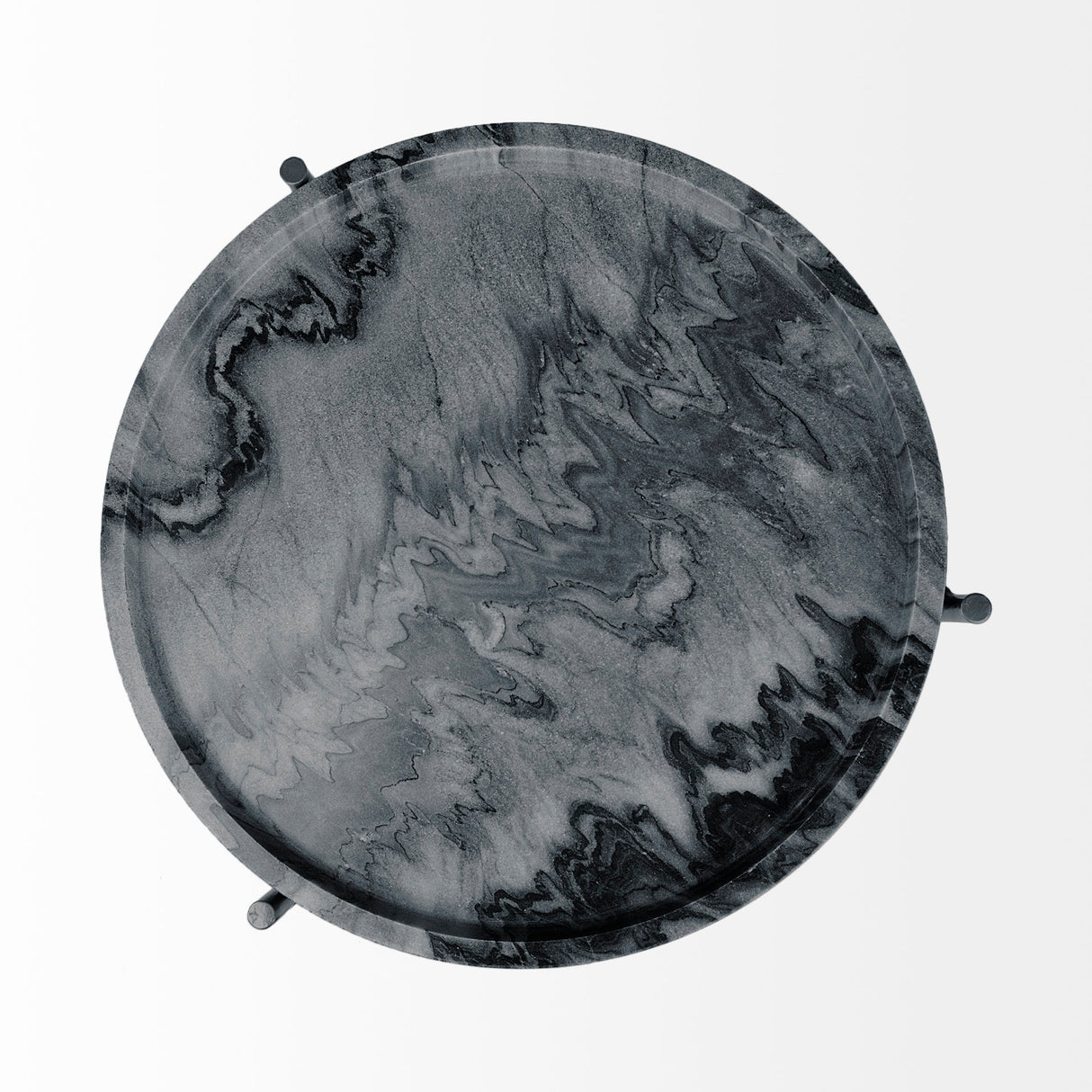 Stella 17L x 17W Gray Round Marble Top W/Black Base Accent Table from Mercana - Luna Furniture