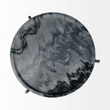 Stella 17L x 17W Gray Round Marble Top W/Black Base Accent Table from Mercana - Luna Furniture