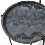 Stella 17L x 17W Gray Round Marble Top W/Black Base Accent Table from Mercana - Luna Furniture