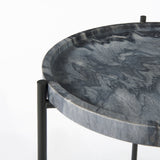Stella 17L x 17W Gray Round Marble Top W/Black Base Accent Table from Mercana - Luna Furniture